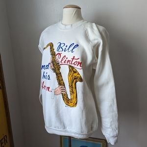 Vintage 90s Bill Clinton and His Horn Graphic Sweatshirt